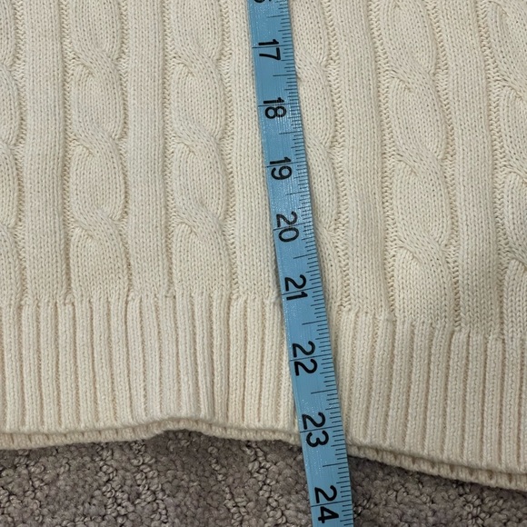 Ralph Lauren Off White Cable Knit Sweater, Crew Neck, Monogram,Silver Buttons, M - Picture 11 of 16